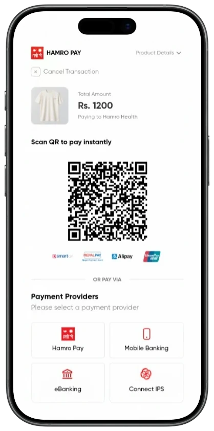Hamro Pay mobile checkout UI